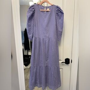 A New Day Purple Puff sleeve eyelet lace dress Size Medium